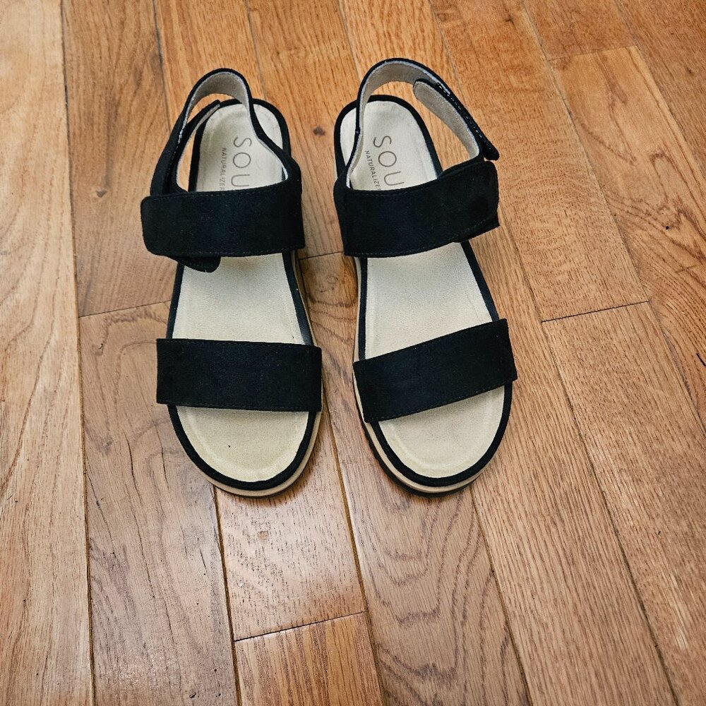 SOUL Naturalizer Black Suede Slingback Sandals